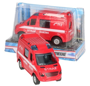 Straż Pożarna Auto pojazd strażacki metalowy 8 cm Mini Van