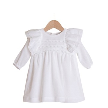 MINIMI 25/21 SUKIENKA BIAŁA FALBANKI DŁUGI RĘKAW CHRZEST r.62