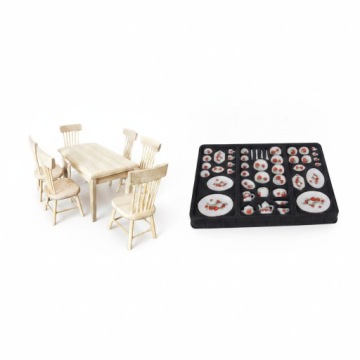 Дерево 1 12 Dolls House Міні Їдальня Стіл Стілець Меблі Аксесуари Іграшки