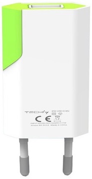 SIECIOWA ŁADOWARKA 230V - USB 5V 1A SLIM BIAŁO-ZIE