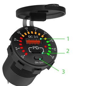 АВТОМОБИЛЬНЫЙ ВОЛЬТМЕТР USB ЗАРЯДНОЕ УСТРОЙСТВО QUICK CHARGE 3.0 USB USB-C 5V 3A
