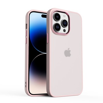 ETUI MATOWE Z RAMKĄ NA APARAT DO IPHONE 15 PRO - PINK