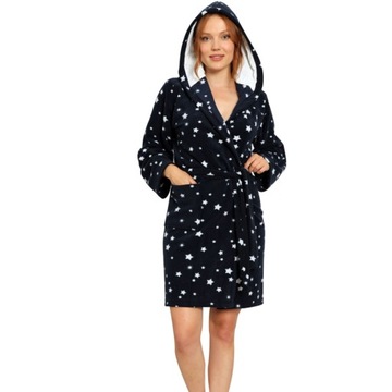 POLAROWY SZLAFROK DAMSKI Z KAPTUREM JAKOŚĆ KIESZEŃ