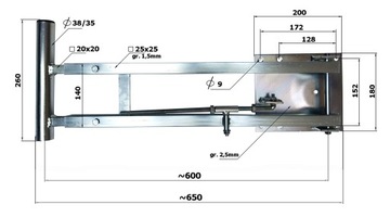 Очень длинный регулируемый держатель антенны 60-100 см.