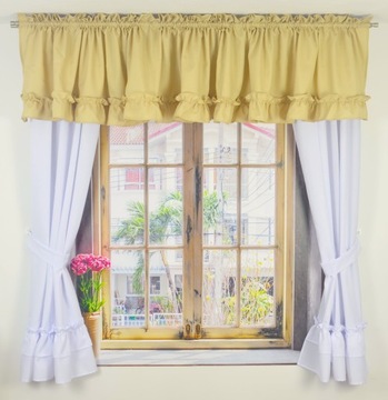 Komplet lambrekin + zasłony falbana 300x160 beż