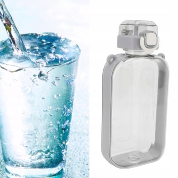 Płaska butelka na wodę 750 ml Slim PC, szczelna, silikonowa z paskiem 8F