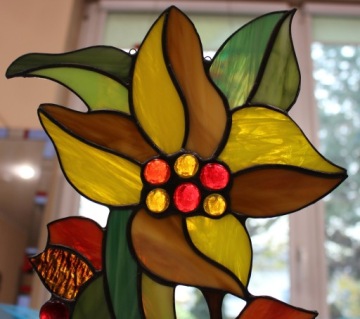 Желтый витраж Тиффани «Райский цветок»
