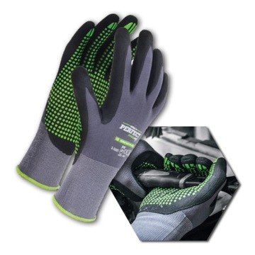 RĘKAWICE NITRILE FLEX DOTS NYLONOWE ROZ. 9 STALCO PERFECT S-76319