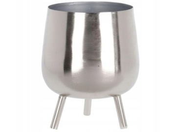 МЕТАЛЛИЧЕСКИЙ ЦВЕТОЧНЫЙ ВАЗОН КРЫШКА НА НОЖКАХ ДЛЯ РАСТЕНИЙ ЦВЕТЫ СЕРЕБРЯНЫЙ 25Х21 СМ