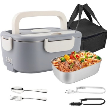 ELEKTRYCZNY LUNCH BOX PODGRZEWACZ OBIAD 1.5L 65W SZARY