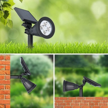OGRODOWA WBIJANA LAMPA SOLARNA 4 LED REFLEKTOR 200lm SPOT BIAŁY CIEPŁY