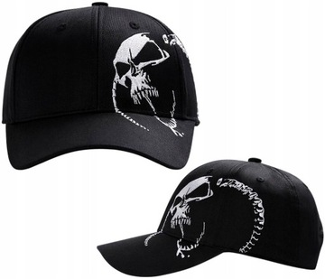 Регулируемая мужская черная хлопковая бейсболка в стиле панк с черепом