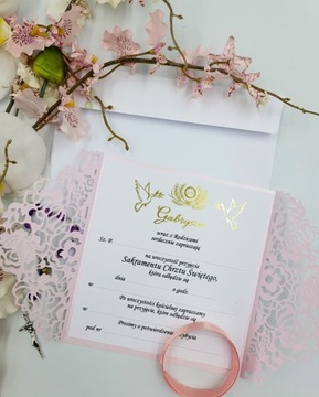 ПРИГЛАШЕНИЯ НА КРЕЩЕНИЕ, АЖУРНОЕ КРЕЩЕНИЕ, РОЗОВОЕ ЗОЛОТО