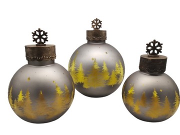 СВЕТОДИОДНАЯ СТЕКЛЯННАЯ ПОДВЕСКА ДЛЯ УКРАШЕНИЯ СТОЯЧЕЙ 35,5 СМ ЗОЛОТО-СЕРЫЙ