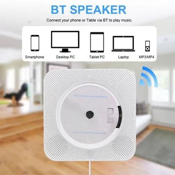 Настенный проигрыватель компакт-дисков FM-радио Bluetooth USB MP3