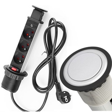LISTWA GNIAZDKO WPUSZCZANE W BLAT LIFT BOX 3 GNIAZDA 230V ELEGANCKI DESIGN