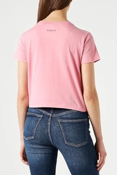Koszulka Desigual Face damska bawełniana print różowa klasyczna t-shirt L
