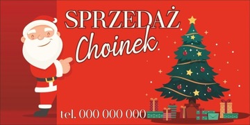 Baner reklamowy TWÓJ NAPIS choinki 200x100 cm TANI
