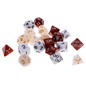 Pack of 21pcs Acrylic Spot Dices Role Play Game Props D D20
