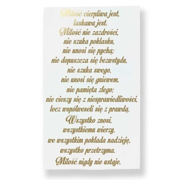 Tablica powitalna na ślub i wesele, Hymn o Miłości, Tablica 40x70