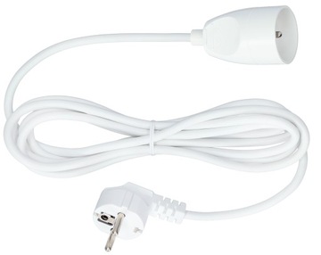 Одинарный удлинитель с заземлением, 1 м, белый