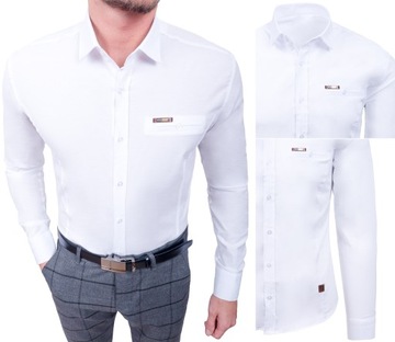 KOSZULA MĘSKA BIAŁA TALIOWANA SLIM FIT - XXL