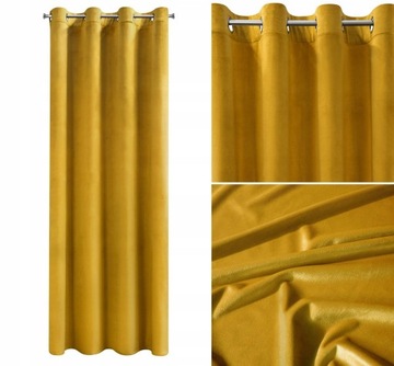 Zasłona Przelotki Welwet Welur 140X250 CM MUSZTARD