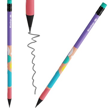 OŁÓWEK SZKOLNY Z GUMKĄ GRUBOŚĆ HB CZARNE DREWNO OZDOBNE BALANCE BERLINGO