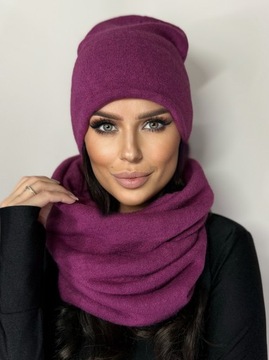 KOMPLET DAMSKI CZAPKA BEANIE KOMIN GOLF TUBA DUŻY ZESTAW CIEPŁY ZIMOWY 2468