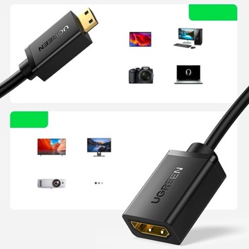 АДАПТЕР UGREEN АДАПТЕР С HDMI - КАБЕЛЬ mini HDMI 4K 60Гц 22СМ