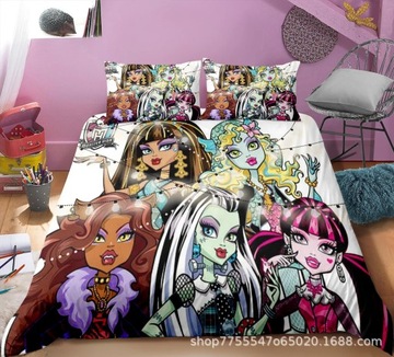 ZESTAW POSZEWEK NA KOŁDRĘ DO SYPIALNI DZIECIĘCEJ WZÓR MOTYWEM MONSTER HIGH