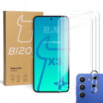 3x Szkło + szybka na aparat Bizon do Galaxy S23