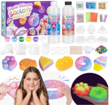 Kreatywny zestaw do robienia świecących squishy DIY silikon 480ml 6 form
