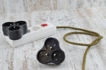 czarna złodziejka rozgałęźnik do gniazdka rozdzielacz potrójny wtyczki loft