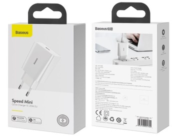 БЫСТРОЕ СЕТЕВОЕ ЗАРЯДНОЕ УСТРОЙСТВО BASEUS USB-C ИСТОЧНИК ПИТАНИЯ 20 Вт PD QC 3.0