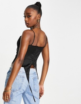 Missguided czarny top w stylu gorsetu z koronką 38