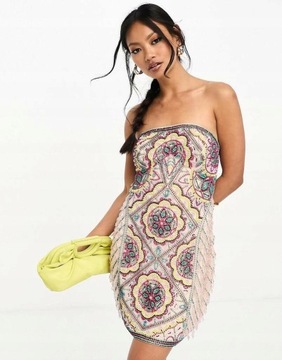 Asos Design tbr ramiona odkryte koraliki mini sukienka zdobiona XXL NH8