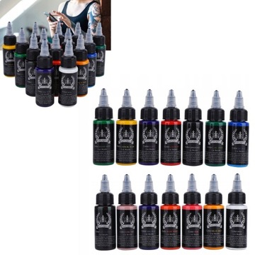 TUSZ FARBA DO TATUAZU 30 ML ZESTAW –14 KOLORÓW