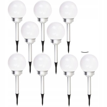 OGRODOWA LAMPA SOLARNA LED 15 cm KULA MLECZNA x 9