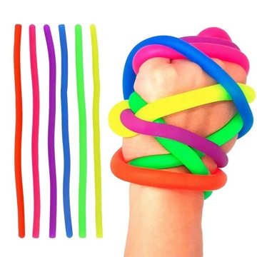 MONKEY NOODLE MAKARON ANTYSTRESOWY FIDGET 6 szt. S DLA DZIECI ANTYSTRES