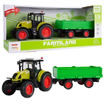 TRAKTOR ROLNICZY FARMERA Z PRZYCZEPĄ INTERAKTYWNY JEŹDZI ŚWIATŁO DŹWIĘK