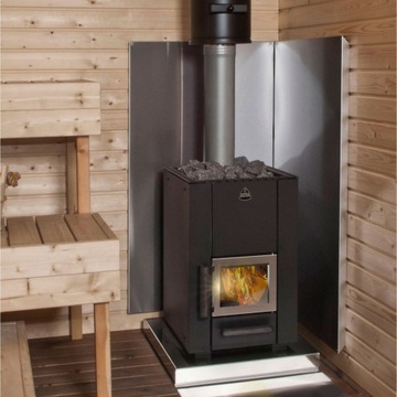 КОМПЛЕКТ ПЕЧИ ДЛЯ САУНЫ КОТА КУРУ 14м3 + ДВЕРЬ, ДЫМОХОД