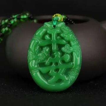 Natural Green Chinese Agate Dragon Rose Pendant Jade Necklace Fashion