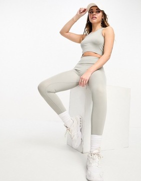 Pull&Bear Szare bezszwowe legginsy wysoki stan M