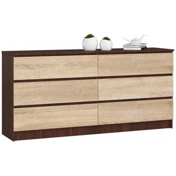 Komoda wenge pokój dziecięcy 160 6 szuflad sonoma