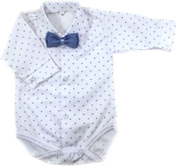 KOSZULOBODY białe we wzorki wizytowe 80 cm +9m