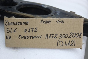 MERCEDES SLK ROADSTER R172 TĚHLICE ZAVĚŠENÍ KOLA ZADNÍ PRAVÁ A1723502008