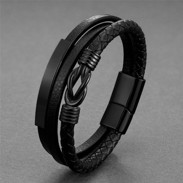 Кожаный браслет ПОДАРОЧНЫЙ УЗЕЛ с ГРАВИРОВКОЙ 316Л