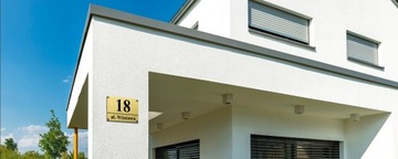 NUMER NA DOM TABLICZKA ADRESOWA Z NUMEREM DOMU 32x21 cm ZŁOTA + KOŁKI