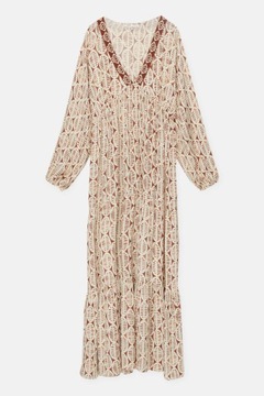 Pull and Bear - sukienka boho maxi print - L